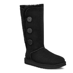 UGG Bailey Button Triplet II Black Sheepskin Shearling Boots Women US 7